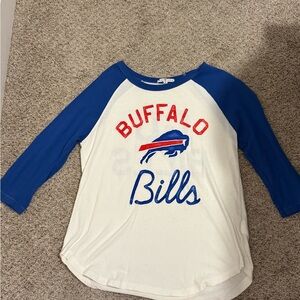 Junk food Women’s Buffalo Bills Raglan Shirt - Blue and White
